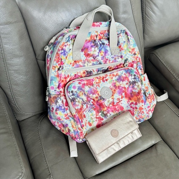 Kipling Small Flap Backpack in periwinkle with Monkey Charm Kipling | Bags | Kipling Light Blue Nylon Mini Backpack With  main image 3